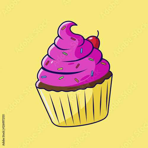 Cupcake cartoon vector illust...
