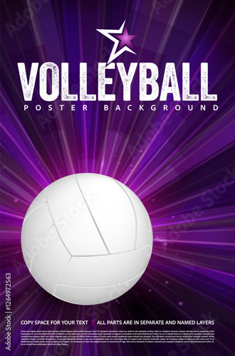 Dynamic volleyball poster background with ball and copy space