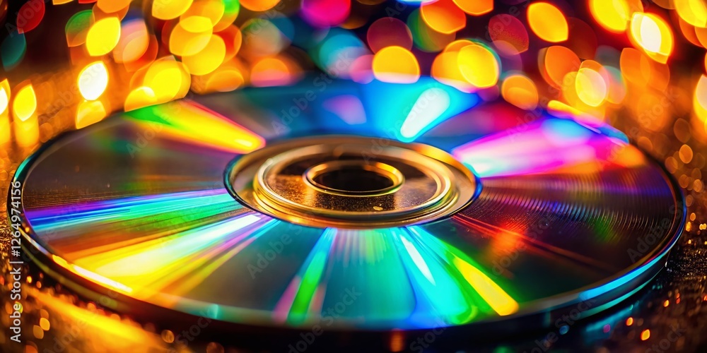 Low Light Photo of a Reflective Optical Disk, Glowing Data Low Light Photo of a Reflective Optical Disk, Glowing Data