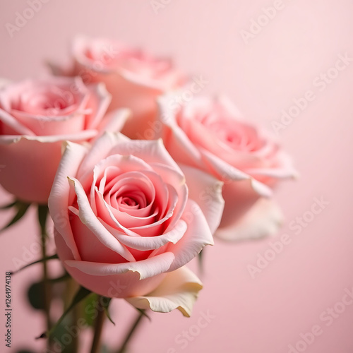 An exquisite floral artwork featuring a delicate arrangement of roses in shades of peach and cream on a textured canvas, offering a sense of classic beauty and romance