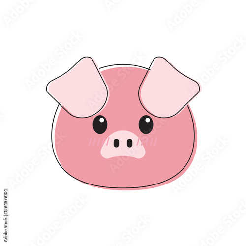 Cute pink pig face illustration perfect for children's books, greeting cards, stickers, and posters. Adorable design for various children's products