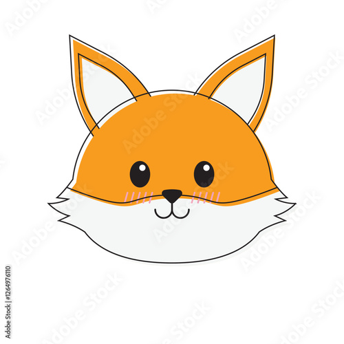 Cute cartoon fox face perfect for children's book illustrations, stationery designs, logos, and forest themed products, adding a charming touch