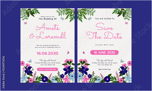 Wedding Invitation Template. Simple and elegant wedding card template. Design illustration for wedding, vip cover, poster, rsvp modern card.