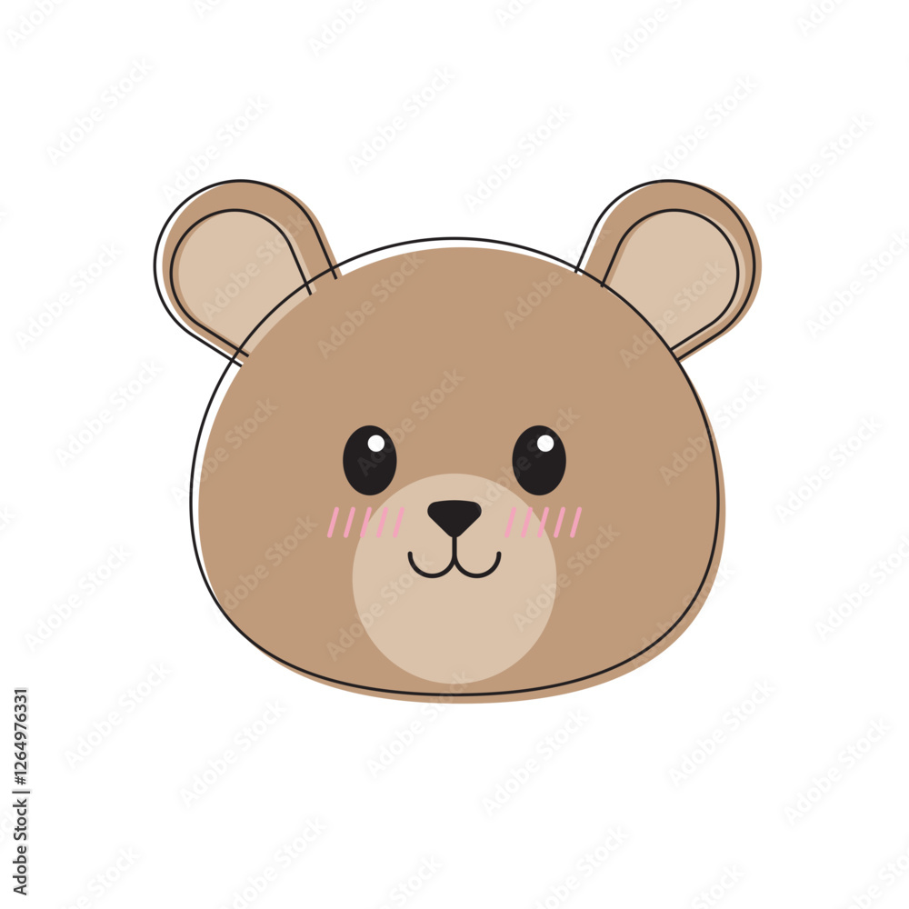 Obraz premium Cute brown bears face suitable for wildlife designs, children's books, forest themed products, and nature related projects. Warm and adorable illustration