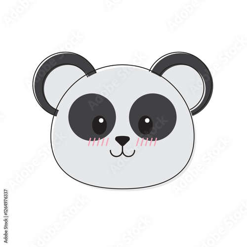 Cute cartoon pandas face suitable for children's books, posters, or products related to wildlife, conservation, or nature themes
