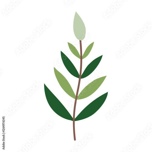 Plant leaf, branch. Icon, vector illustration, graphic design, flat style