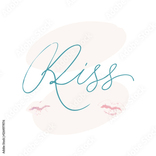 Elegant kiss typography with soft pastel design