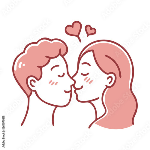 Minimalist line art of a couple kissing
