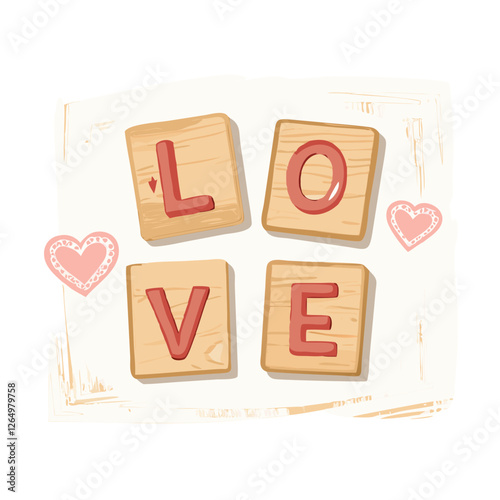 Love typography on wooden scrabble tiles