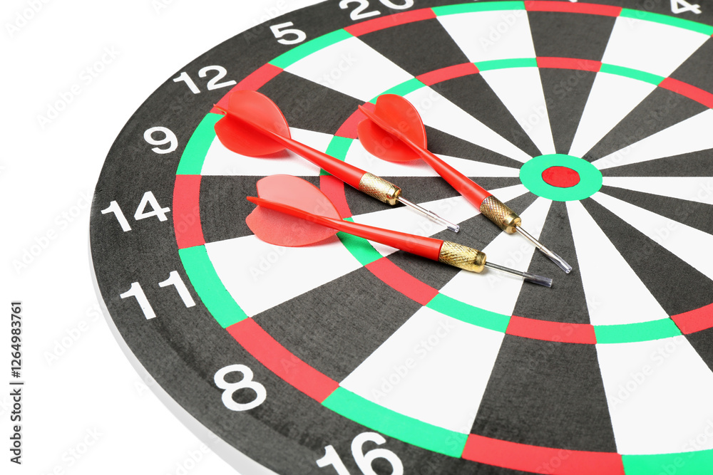 Dartboard and arrows on white background. Sports equipment Dartboard and arrows on white background. Sports equipment