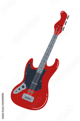 Electric guitar design in vibrant red color with detailed features for music enthusiasts
