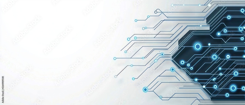 Abstract Technology Background with Blue Hexagons and White Lines Abstract Technology Background with Blue Hexagons and White Lines