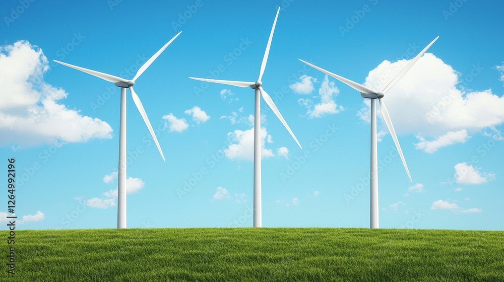 Wind Turbines Against a Colorful Sunset in a Clear Sky Wind Turbines Against a Colorful Sunset in a Clear Sky