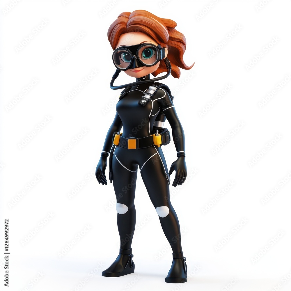 A girl in a scuba diving suit is posing for a picture A girl in a scuba diving suit is posing for a picture
