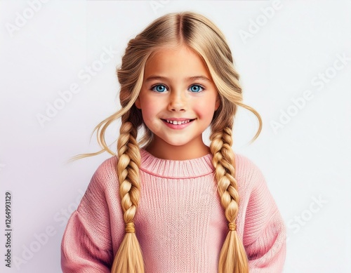 Hübsches Mädchen mit blonden Zöpfen