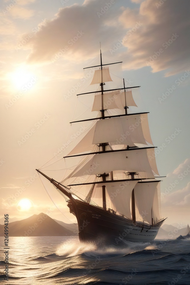 Fototapeta premium Ship in sea