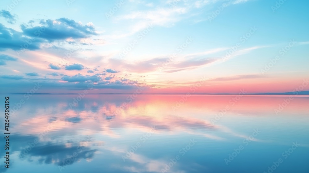 Obraz premium A Tranquil Twilight Reflection on a Calm Lake