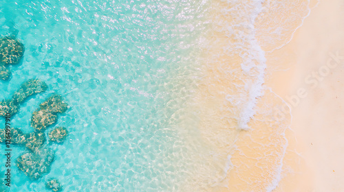 Dynamic water splash, bubbles, ripples, underwater light rays and tranquil ocean views