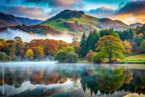 Long Exposure Rydal Forest, Misty Mountain, Atmospheric Landscape photo