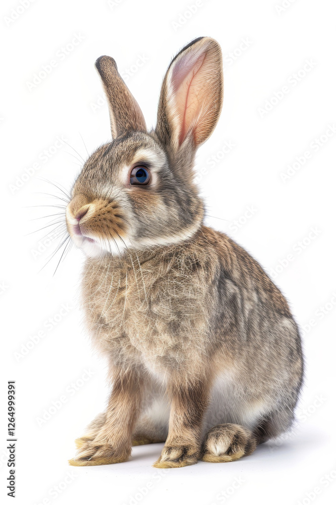 Adorable brown rabbit sitting upright with alert ears, showcasing its cute and curious nature. Adorable brown rabbit sitting upright with alert ears, showcasing its cute and curious nature.