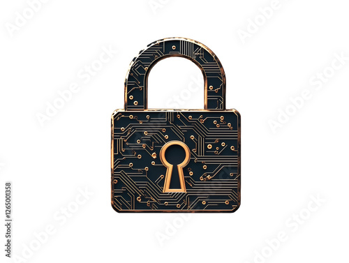 lock symbolizes information security, data transmission security protocol, hacker intrusion protection, cyber security concept