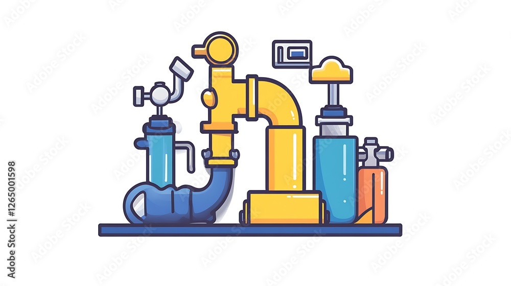 Vibrant Vector Illustration of Interconnected Plumbing Fixtures AI Generated Vibrant Vector Illustration of Interconnected Plumbing Fixtures AI Generated