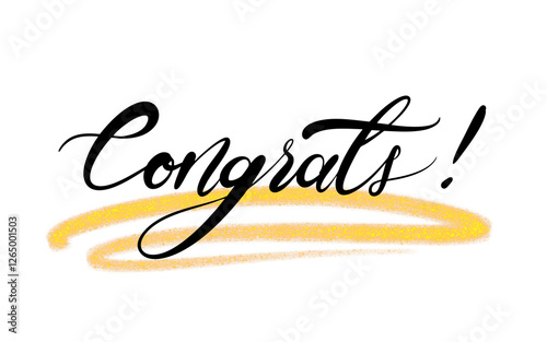 Congrats lettering. Handwritten modern calligraphy, brush painted letters. Congratulation text labels, Inspirational text, vector illustration. Congratulate letter hand writing ink logo.