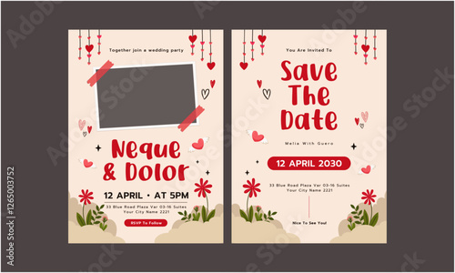 Wedding Invitation Template. Simple and elegant wedding card template. Design illustration for wedding, vip cover, poster, rsvp modern card.