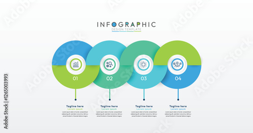 4 step infographic, clean and modern infographic template, featuring a prominent circular design with clear numbering for four distinct sections. Business concept with 4 options, steps or processes.