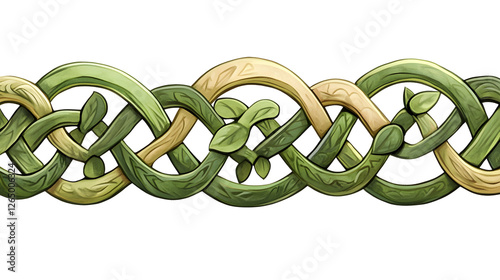 Celtic knot design with green accents