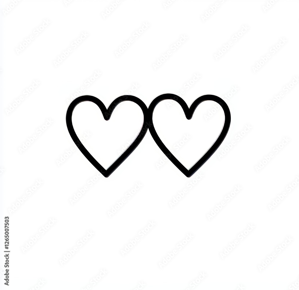 The modern romantic illustration of two hearts intertwined forms a calligraphic love logo, embodying passion and wedding symbolism in a flat design element for Valentine's Day The modern romantic illustration of two hearts intertwined forms a calligraphic love logo, embodying passion and wedding symbolism in a flat design element for Valentine's Day