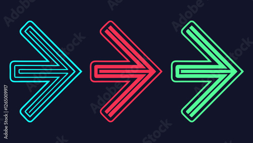 Three vibrant arrow designs in blue, red, and green, showcasing a modern and dynamic visual appeal against a dark background.