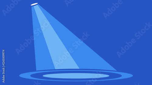 A dramatic blue spotlight shines down on a circular area, creating a captivating ambiance suitable for performances and presentations.