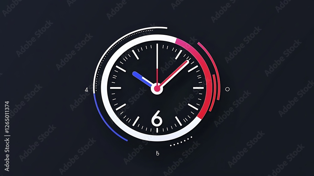 Modern Clock Design: Digital Illustration on Dark Background AI Generated Modern Clock Design: Digital Illustration on Dark Background AI Generated