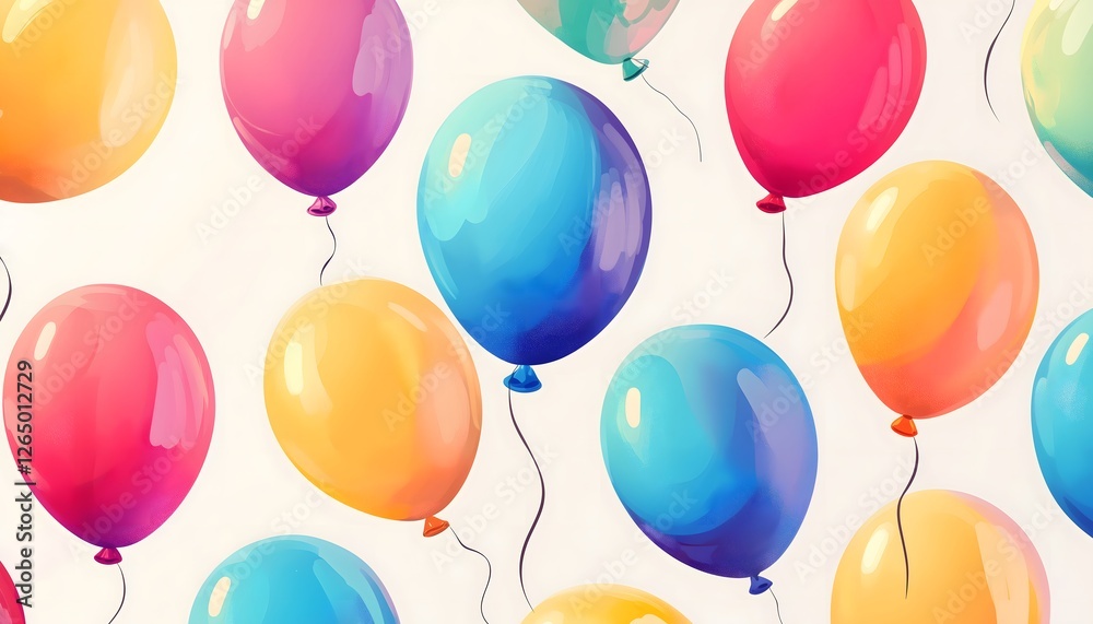 A pattern of colorful balloons on a white background A pattern of colorful balloons on a white background