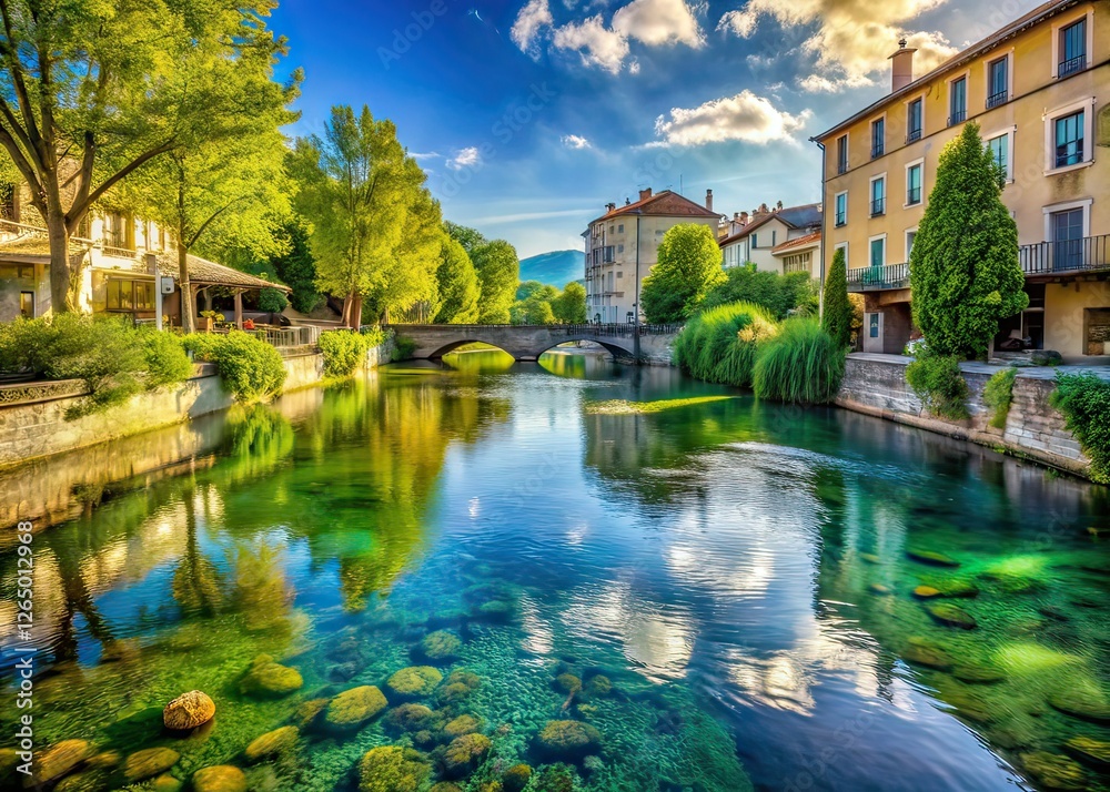 Obraz premium Minimalist Isle-Sur-La-Sorgue River 4K Photography