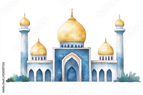 Wallpaper Mural Watercolor architectural beauty majestic mosque artistic serene environment aesthetic viewpoint, isolated on white background Torontodigital.ca