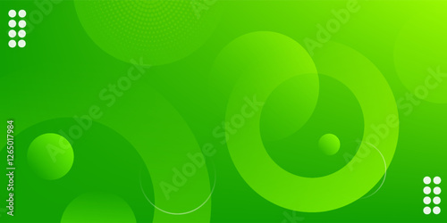 Abstract green background with circles. Dynamic shapes composition. Eps10 vector