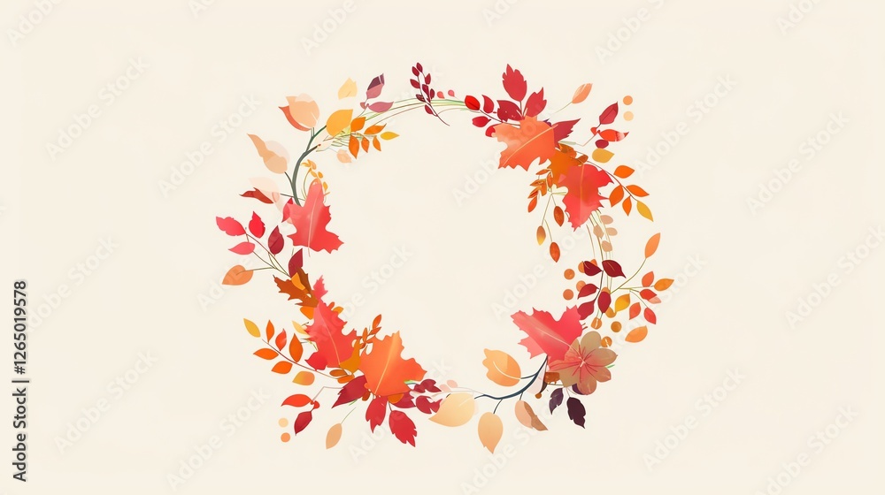 A wreath of fall leaves. A wreath of fall leaves.
