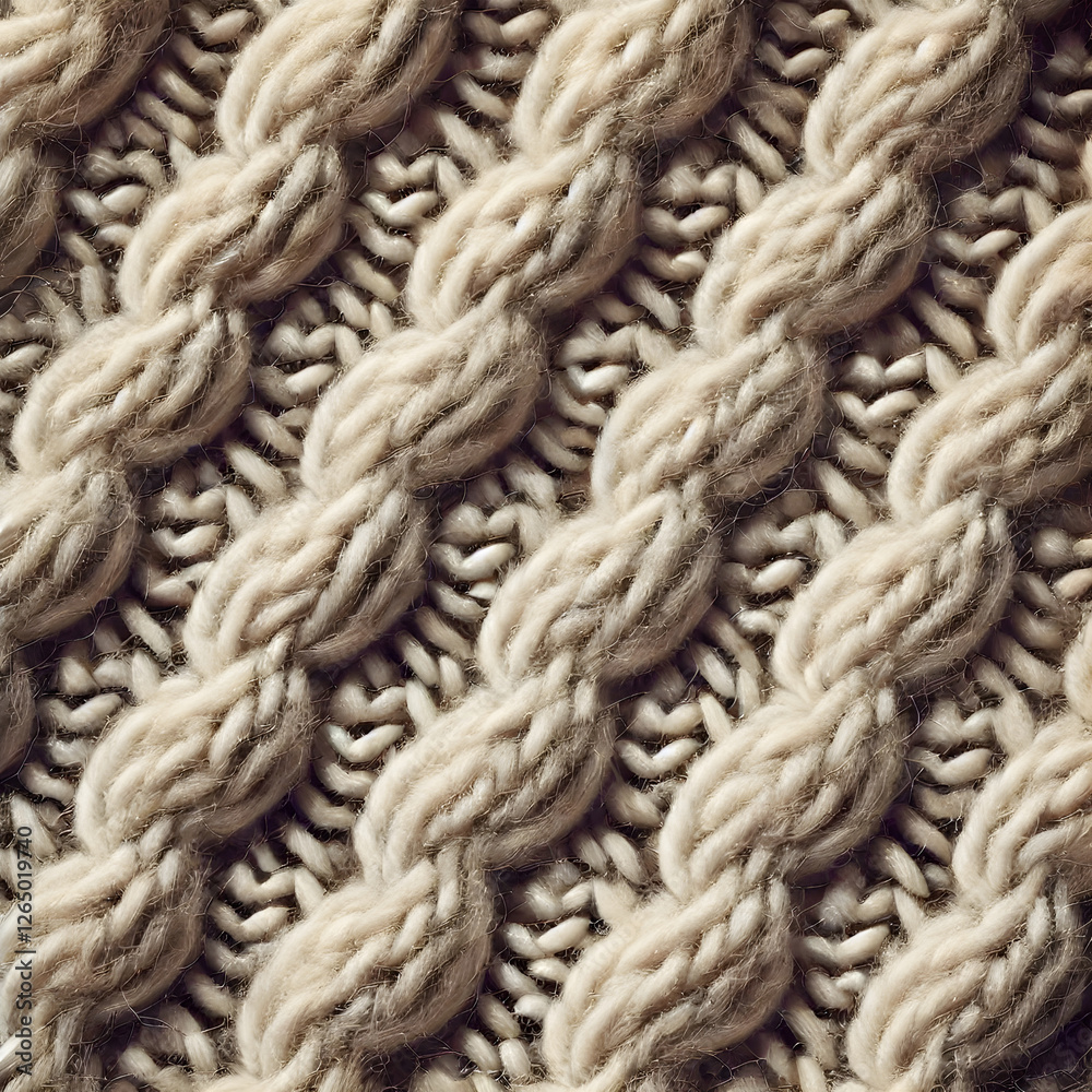 Beige cable knit fabric texture creating cozy winter background Beige cable knit fabric texture creating cozy winter background