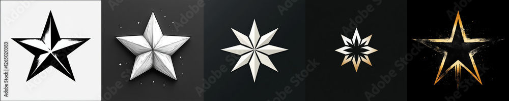 Diverse Star Designs in Unique Styles and Colors for Art Purposes Diverse Star Designs in Unique Styles and Colors for Art Purposes