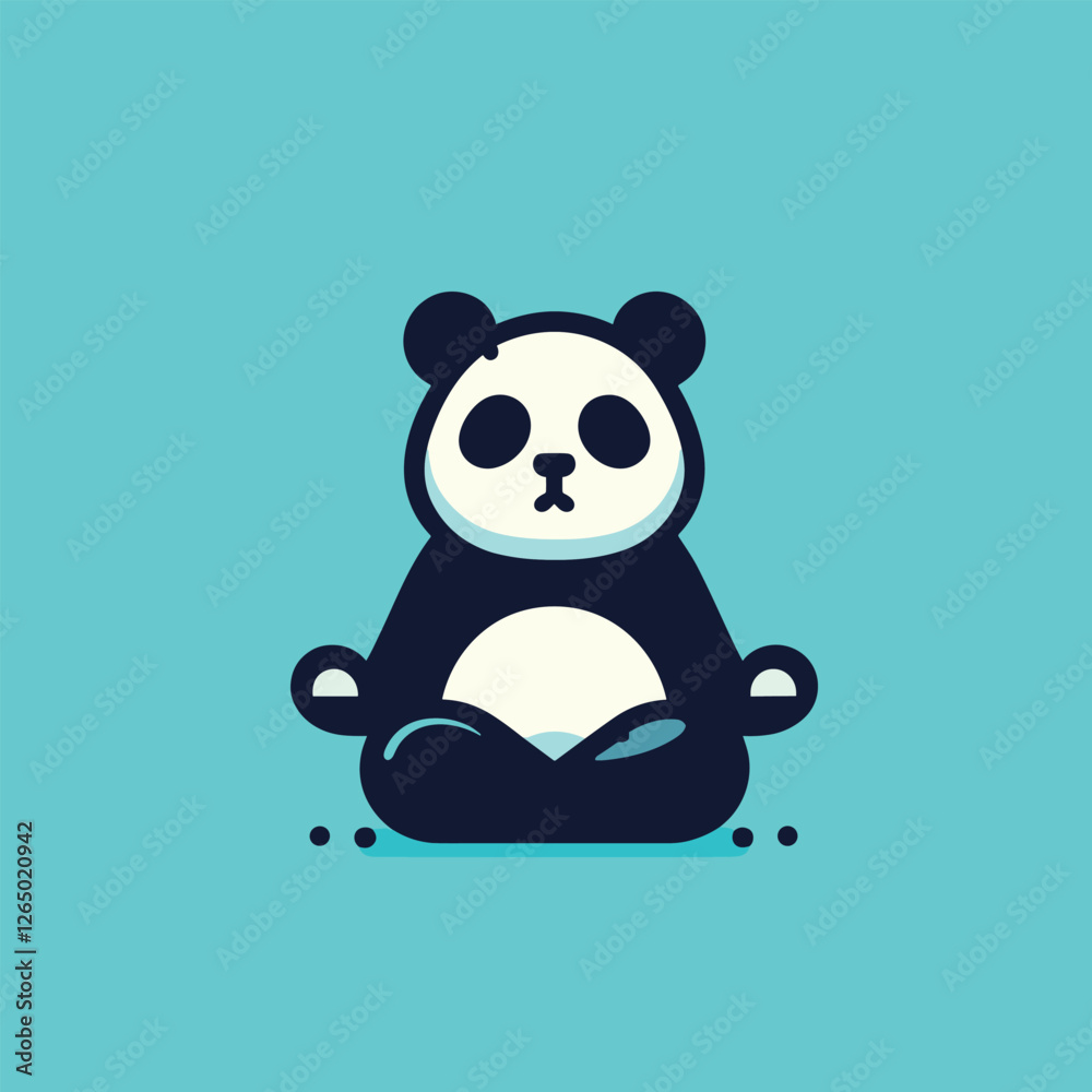 Fototapeta premium Minimalist Panda Illustration on Turquoise Background