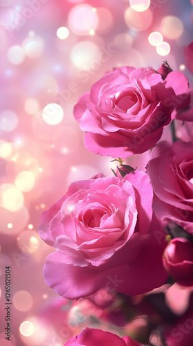 Romantic Pink Roses with Bokeh Background: A Stunning Floral Image