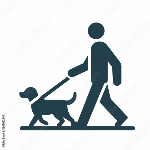 Dog Walking Icon Simple Stick Figure Illustration of Dog Walker