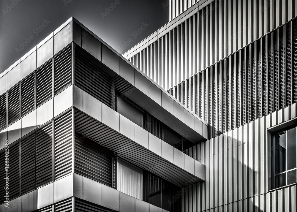 Fototapeta premium Mesmerizing Monochrome Architecture: Layered Textures & Minimalist Design