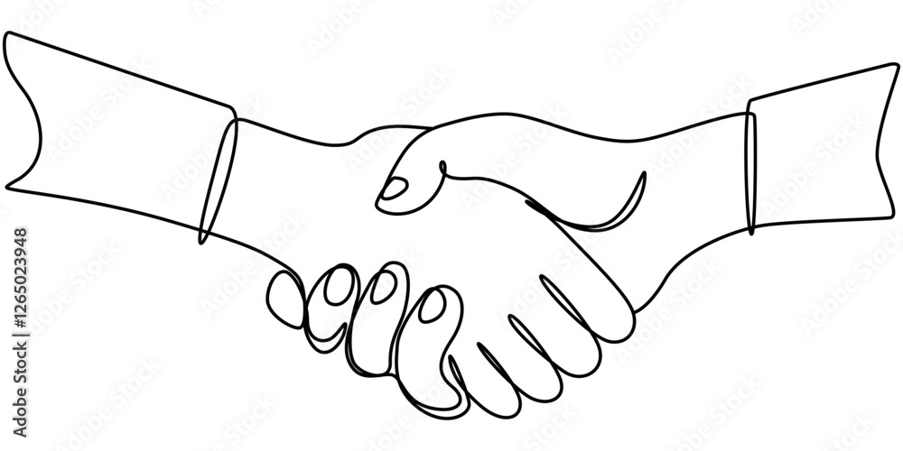 two businessmen shaking hands. Continuous one line drawing illustration vector, Two people agree and shake hands one contiguous line vector illustration, Continuous line drawing of handshake. two businessmen shaking hands. Continuous one line drawing illustration vector, Two people agree and shake hands one contiguous line vector illustration, Continuous line drawing of handshake.
