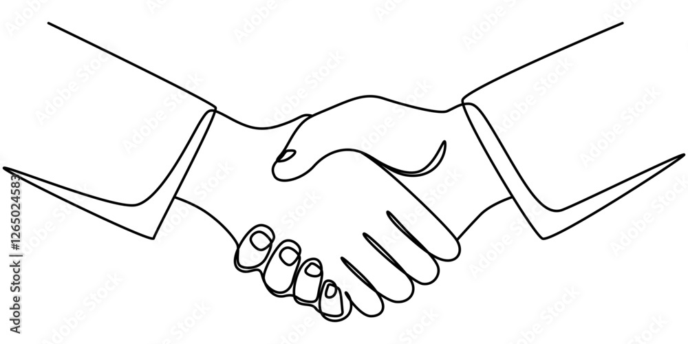 two businessmen shaking hands. Continuous one line drawing illustration vector, Two people agree and shake hands one contiguous line vector illustration, Continuous line drawing of handshake. two businessmen shaking hands. Continuous one line drawing illustration vector, Two people agree and shake hands one contiguous line vector illustration, Continuous line drawing of handshake.