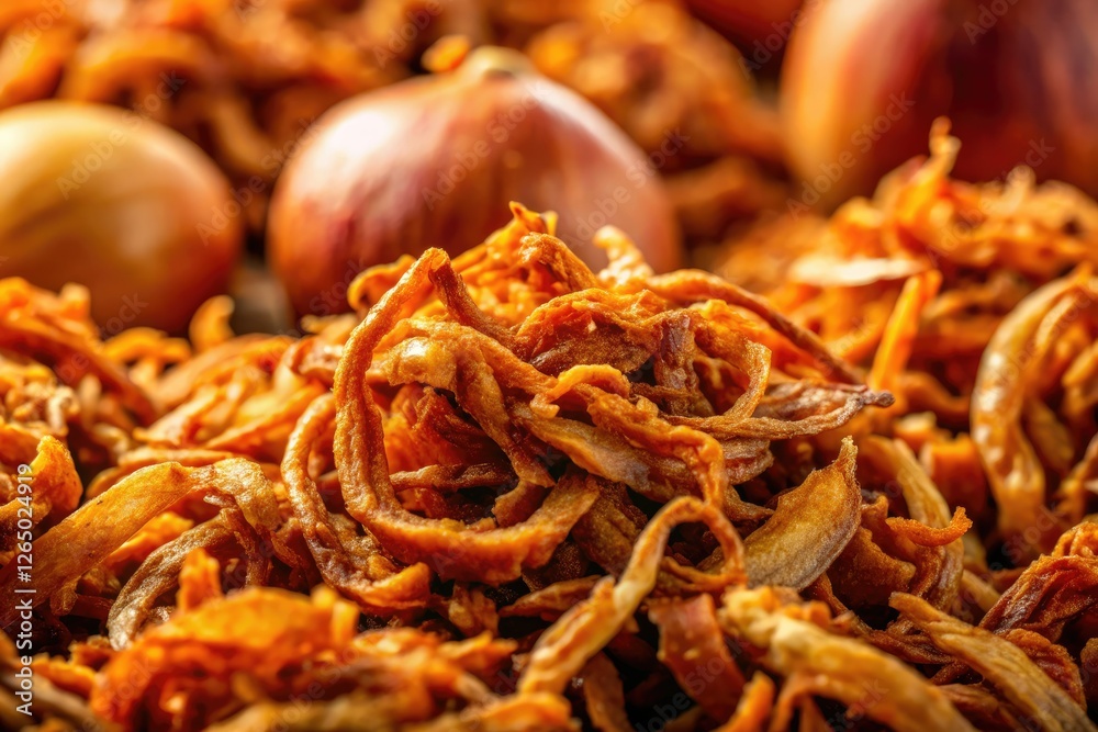 Crisp shallots, 45° rotation, showcasing the perfect texture and golden hue in gourmet food photography. Crisp shallots, 45° rotation, showcasing the perfect texture and golden hue in gourmet food photography.