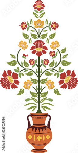 Traditional flower motif pattern design. Mughal floral pattern pattern on illustrations.
