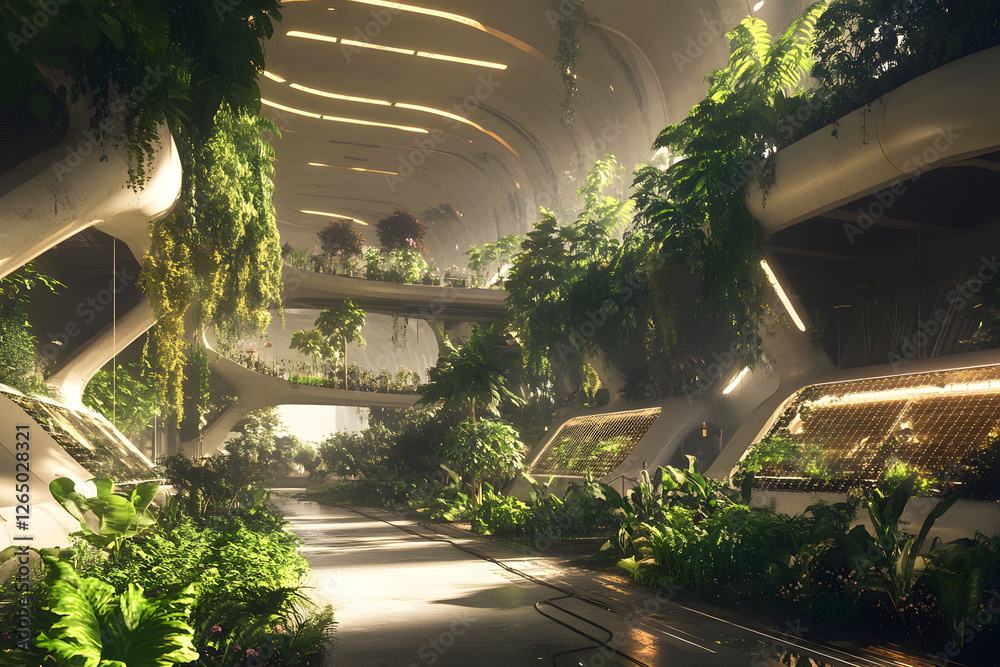 Fototapeta premium Futuristic Biodome: A Verdant Oasis of Tranquility